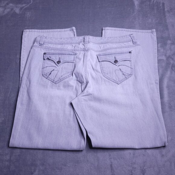 Gloria Vanderbilt Isadora Bootcut Jeans 16 Light Gray Flap Pockets Stretch - Picture 2 of 9